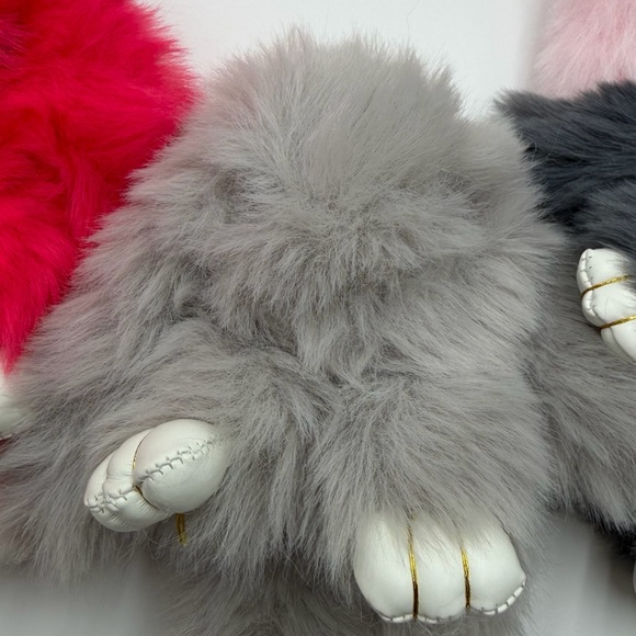 Gray Fluffy Rabbit Keychain - Picture 2 of 2